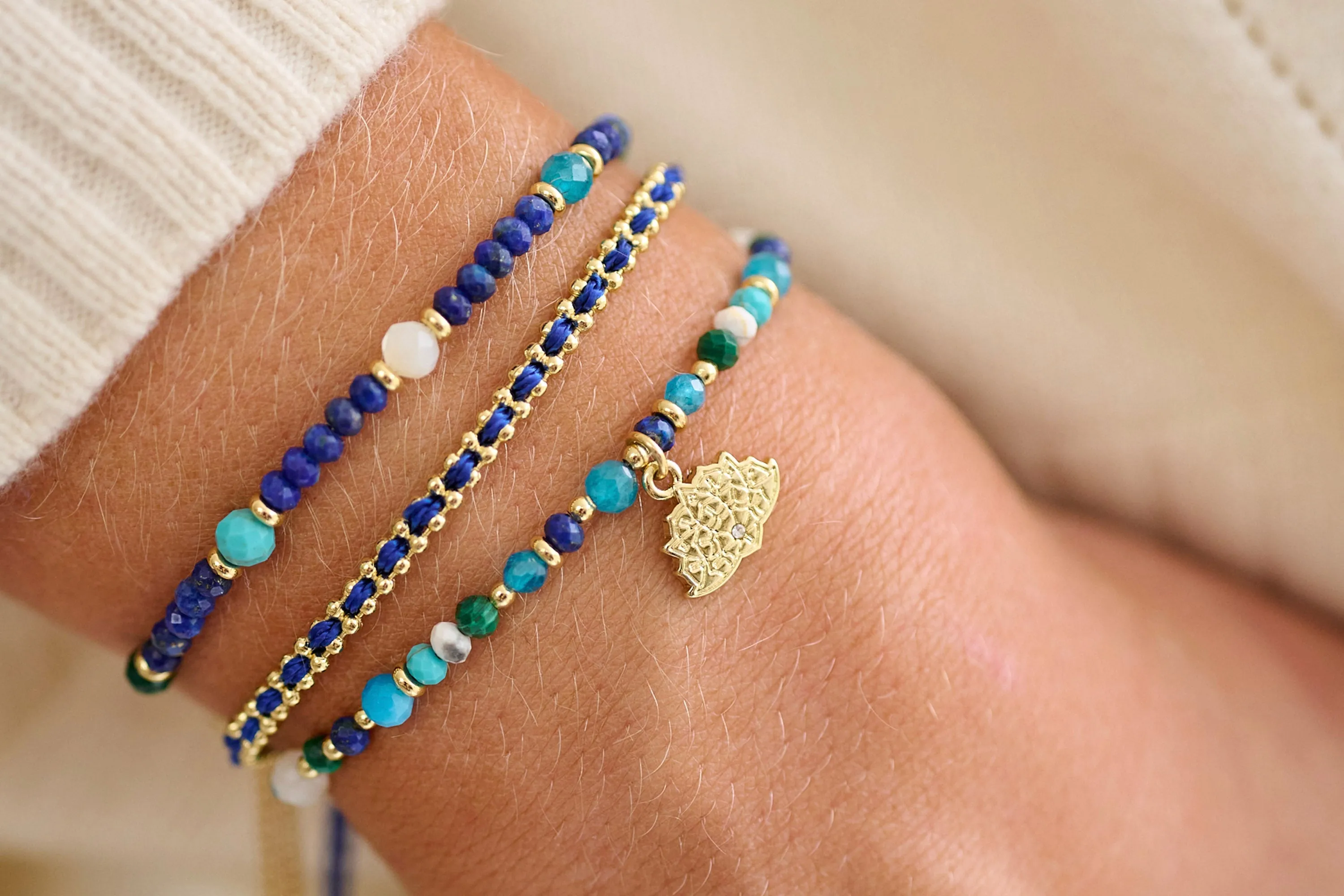 Unique Turquoise & Lapis Gold Bracelet