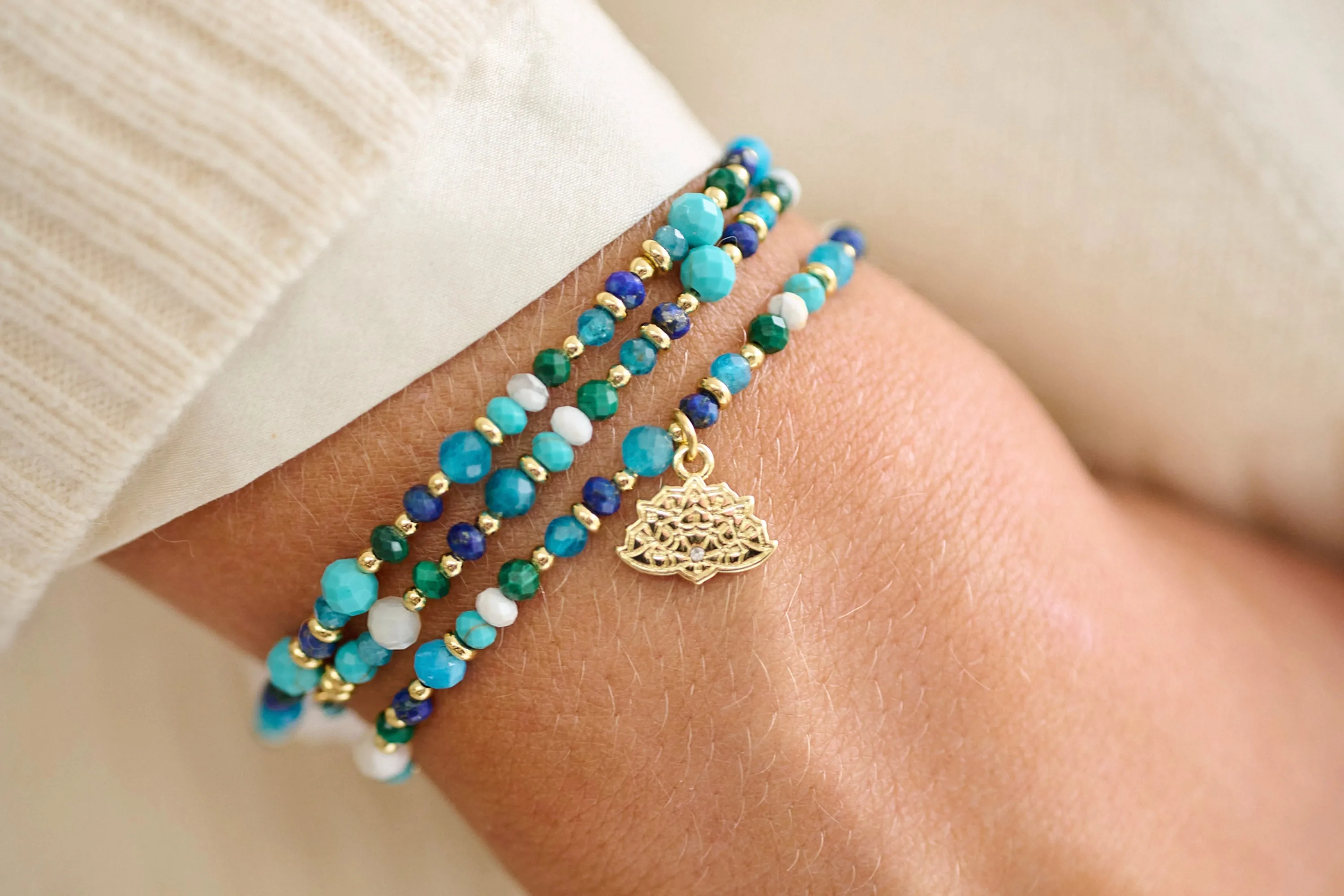 Unique Turquoise & Lapis Gold Bracelet