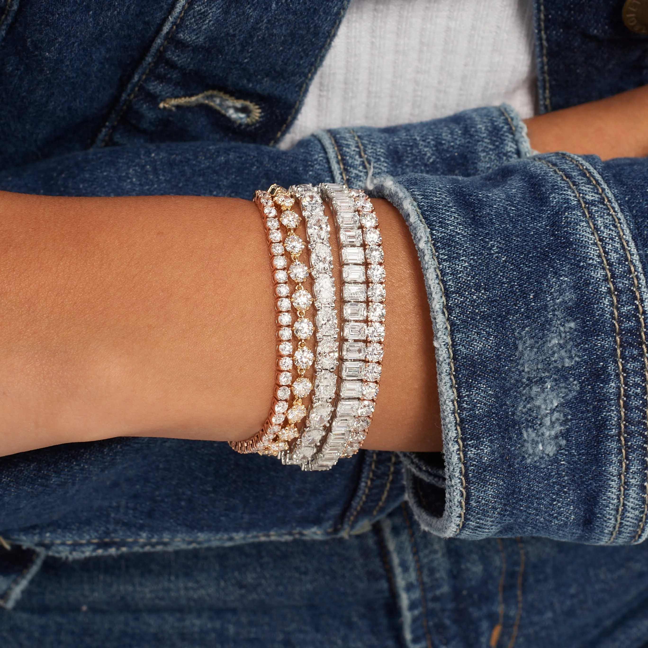 Vertical Set Emerald Tennis Bracelet