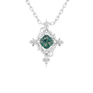 Vine Diamond Moss Agate Necklace