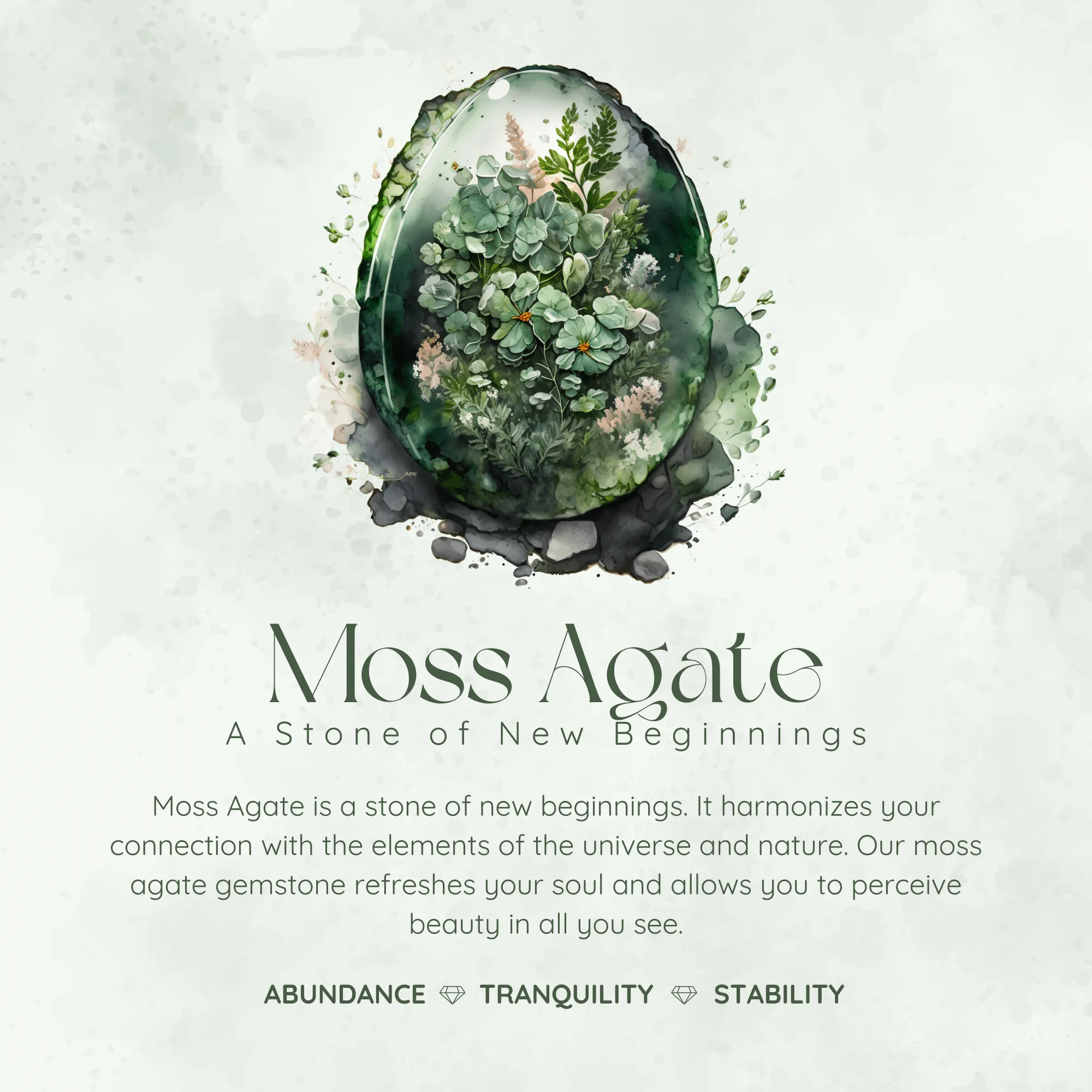 Vine Diamond Moss Agate Necklace
