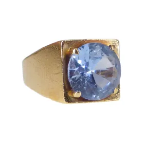 Vintage 9ct Gold Synethetic Blue Zircon Cocktail Ring