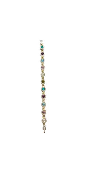 Vintage Sterling Silver Gemstone Filigree Magnetic Bracelet
