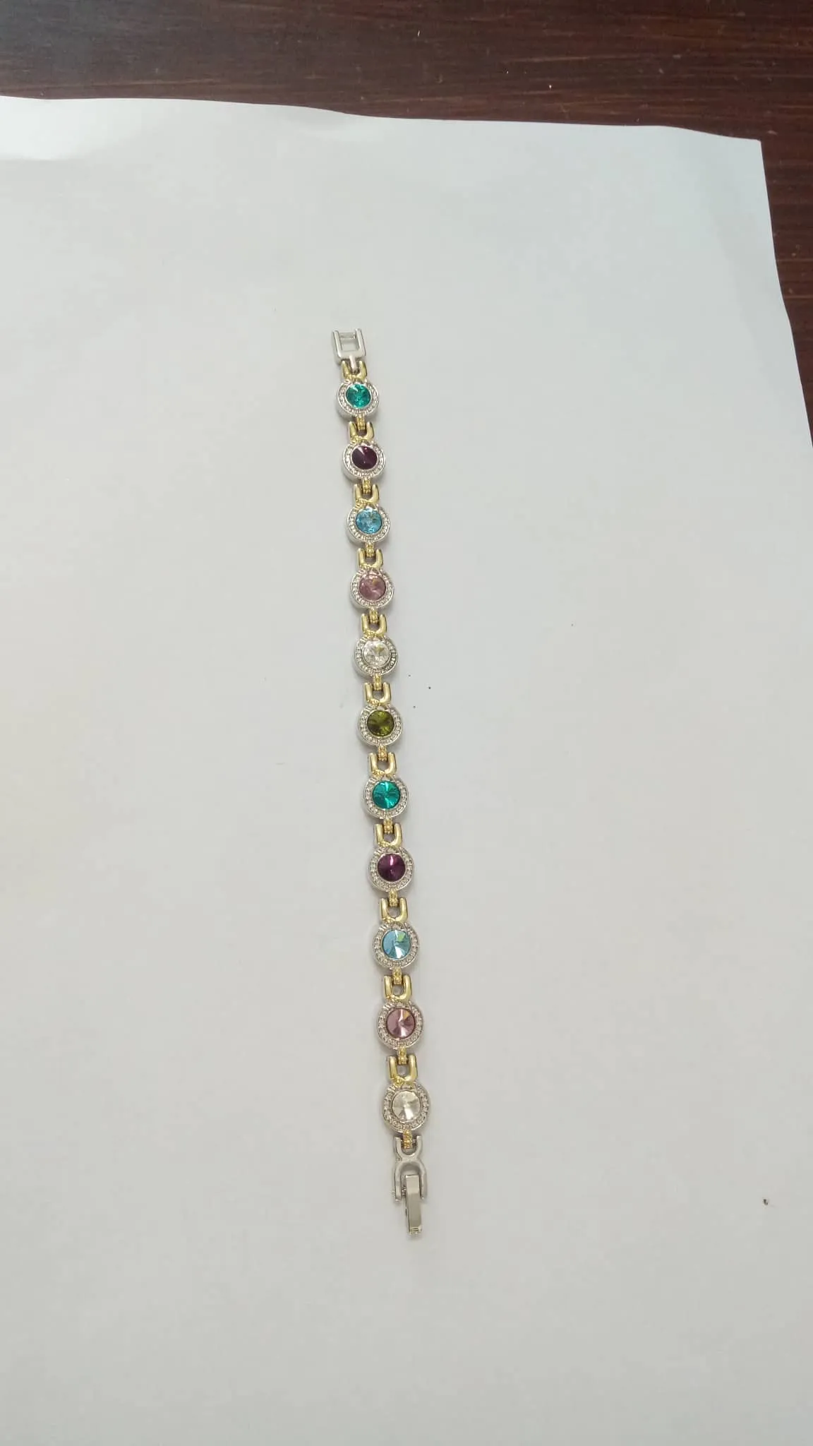 Vintage Sterling Silver Gemstone Filigree Magnetic Bracelet