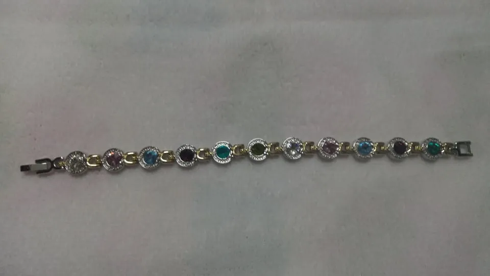 Vintage Sterling Silver Gemstone Filigree Magnetic Bracelet