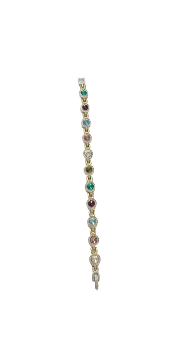 Vintage Sterling Silver Gemstone Filigree Magnetic Bracelet