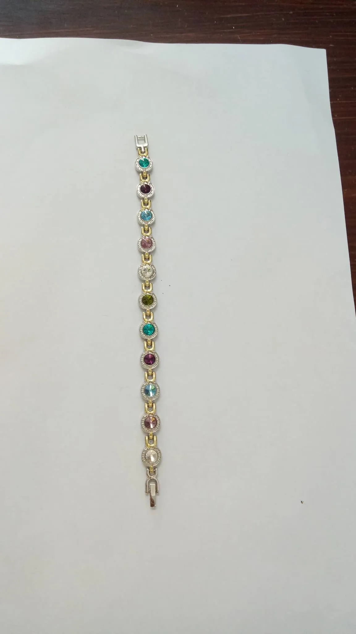 Vintage Sterling Silver Gemstone Filigree Magnetic Bracelet