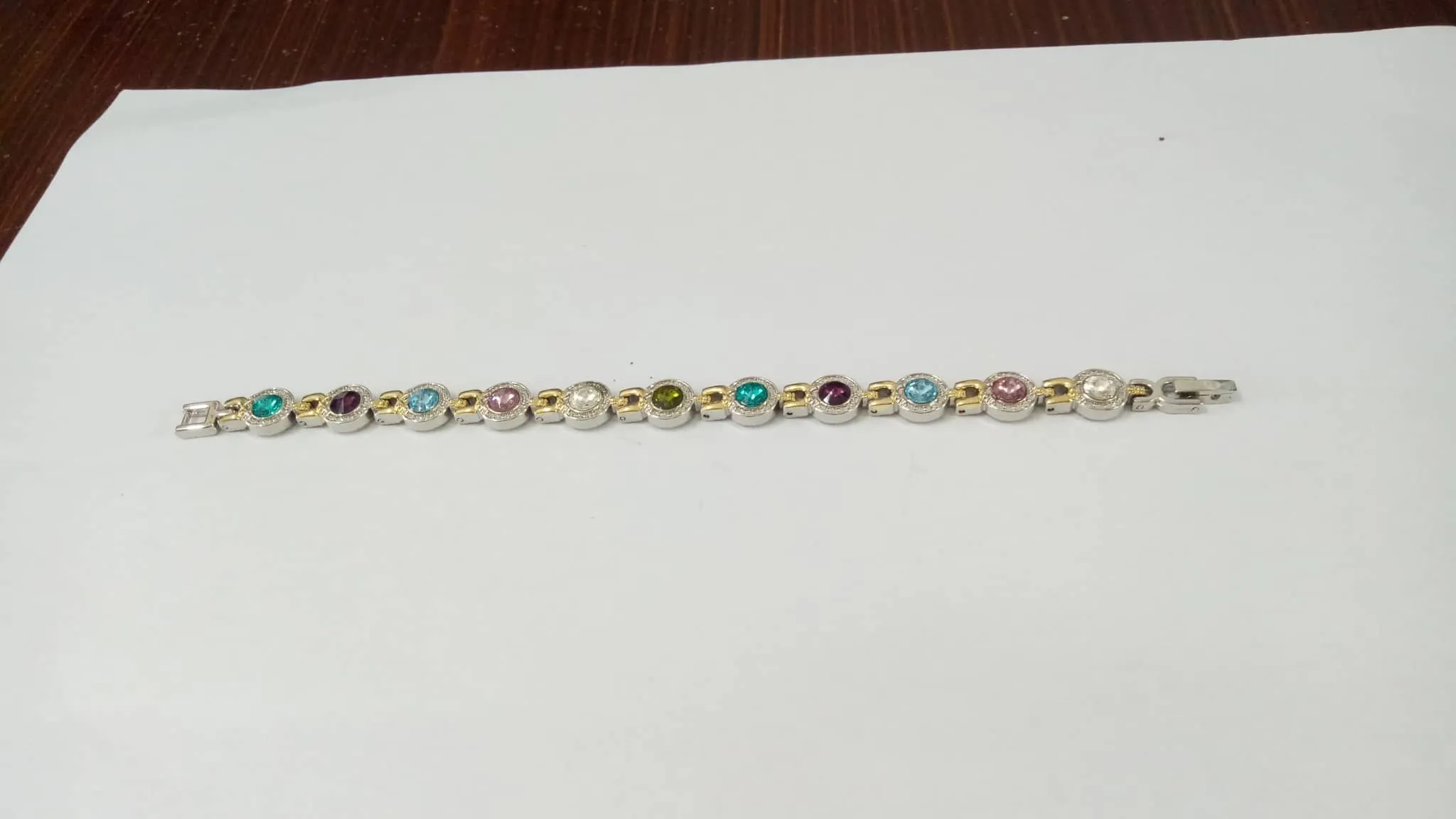 Vintage Sterling Silver Gemstone Filigree Magnetic Bracelet