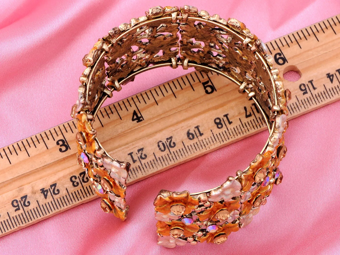Vintage Topaz Blooming Flower Garden Bracelet Bangle Cuff