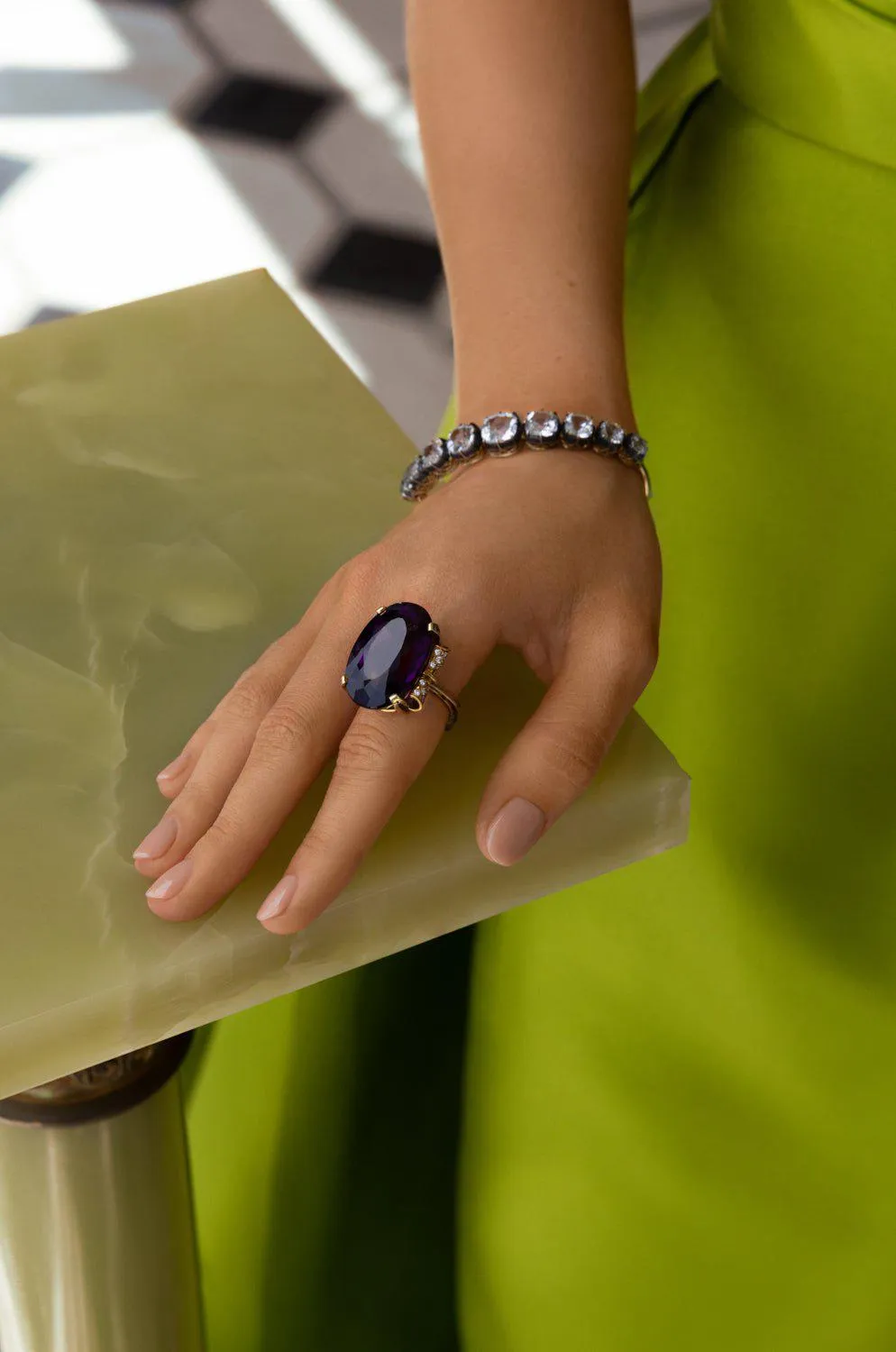 White Topaz Collet Bangle