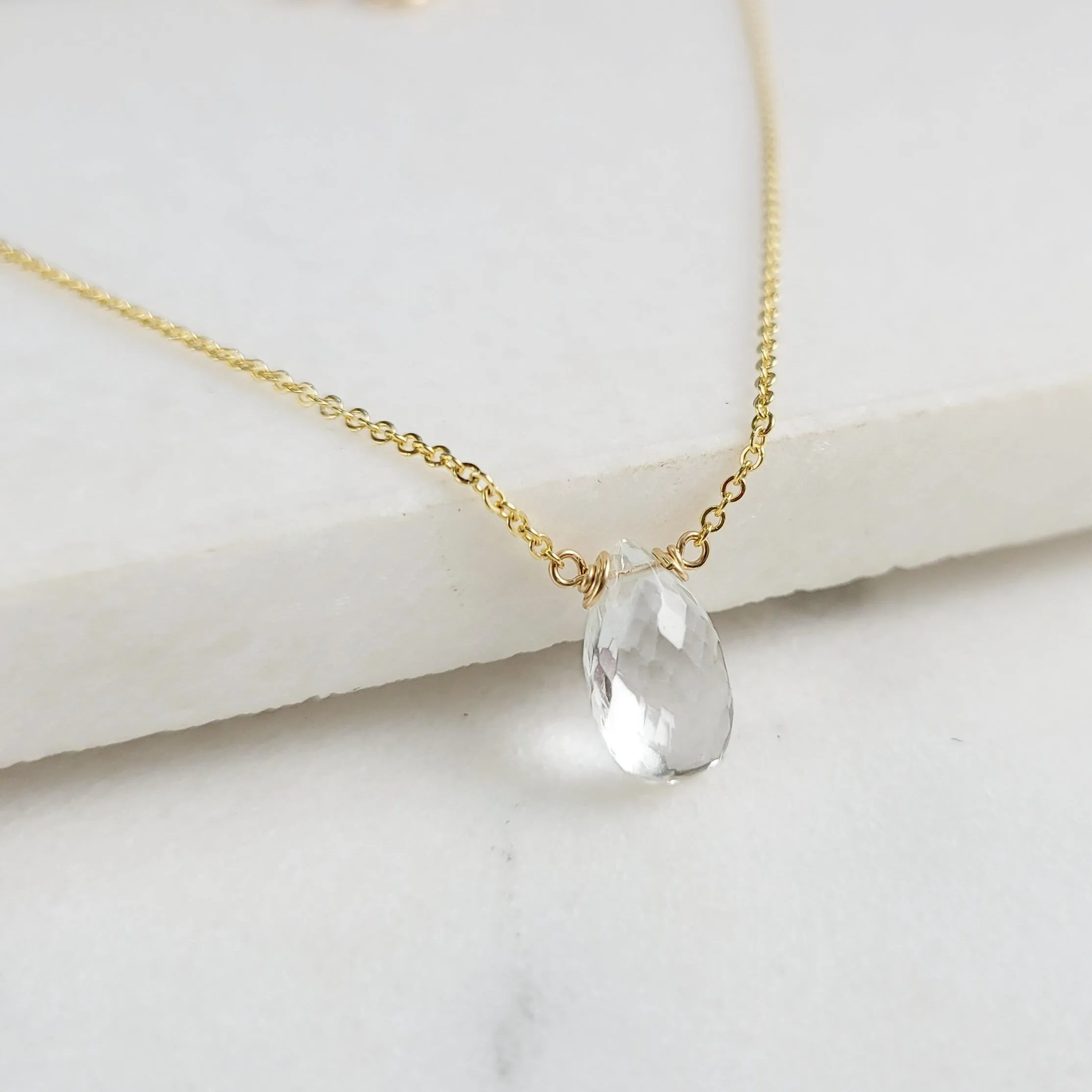 White Topaz Pear Shape Necklace