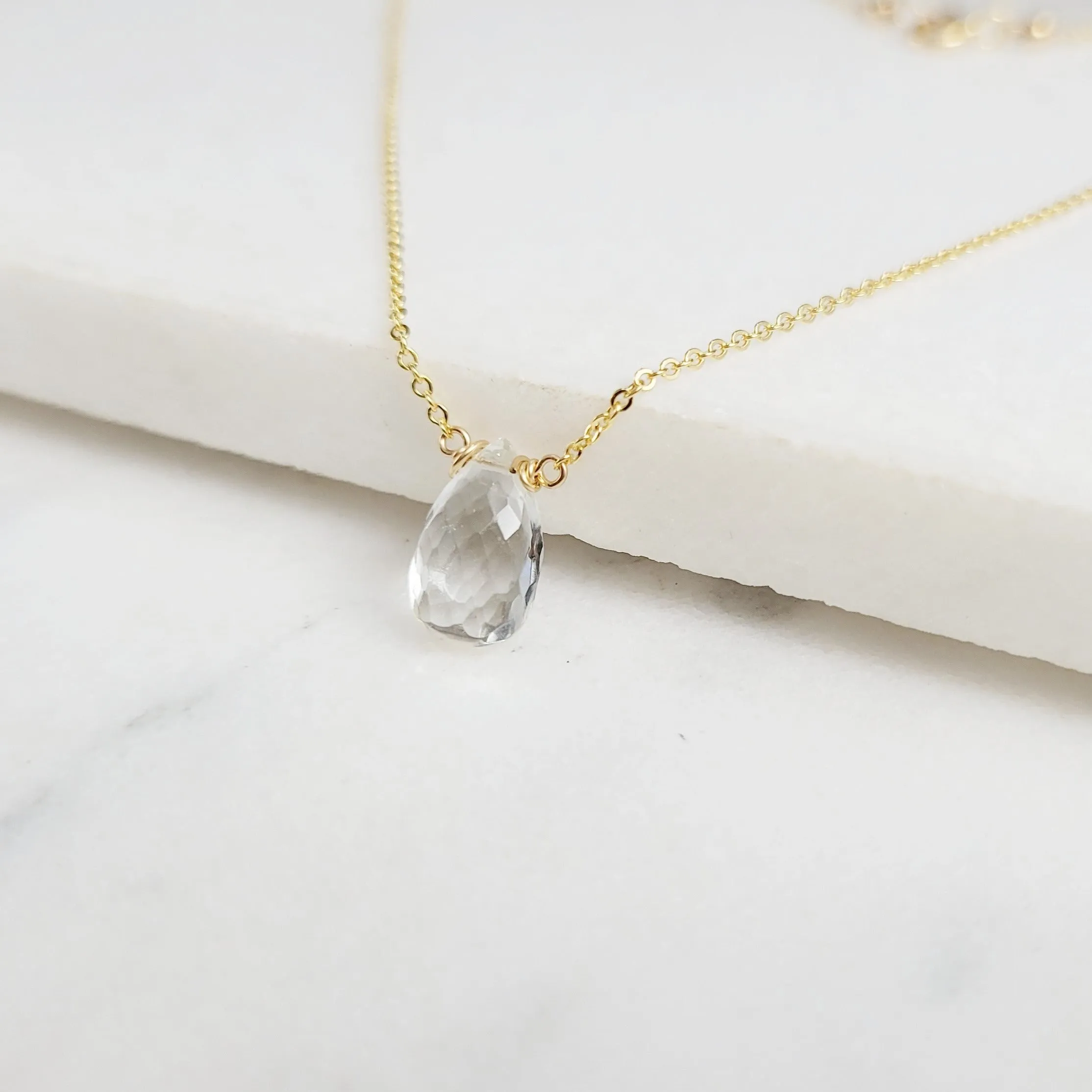 White Topaz Pear Shape Necklace