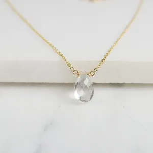 White Topaz Pear Shape Necklace