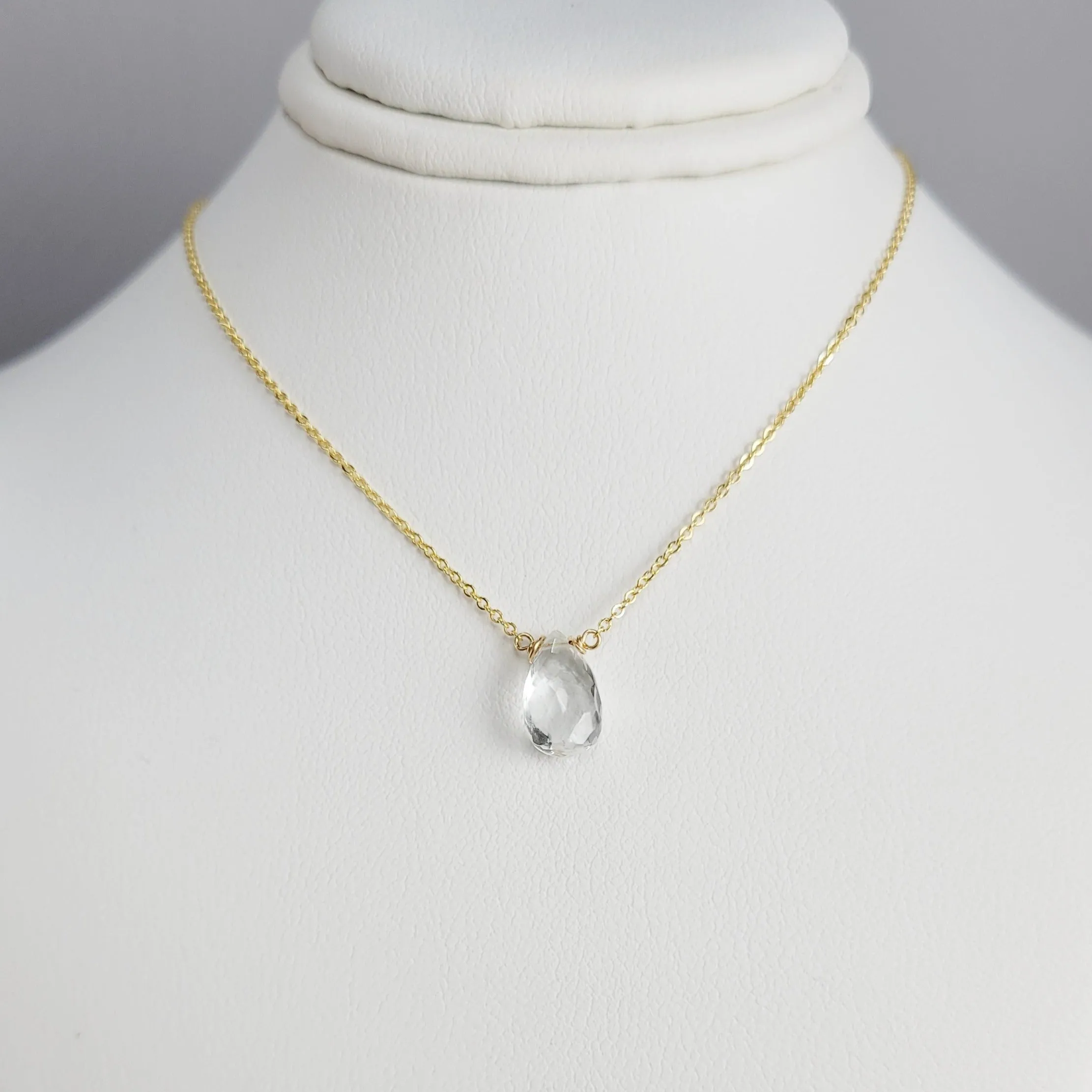 White Topaz Pear Shape Necklace