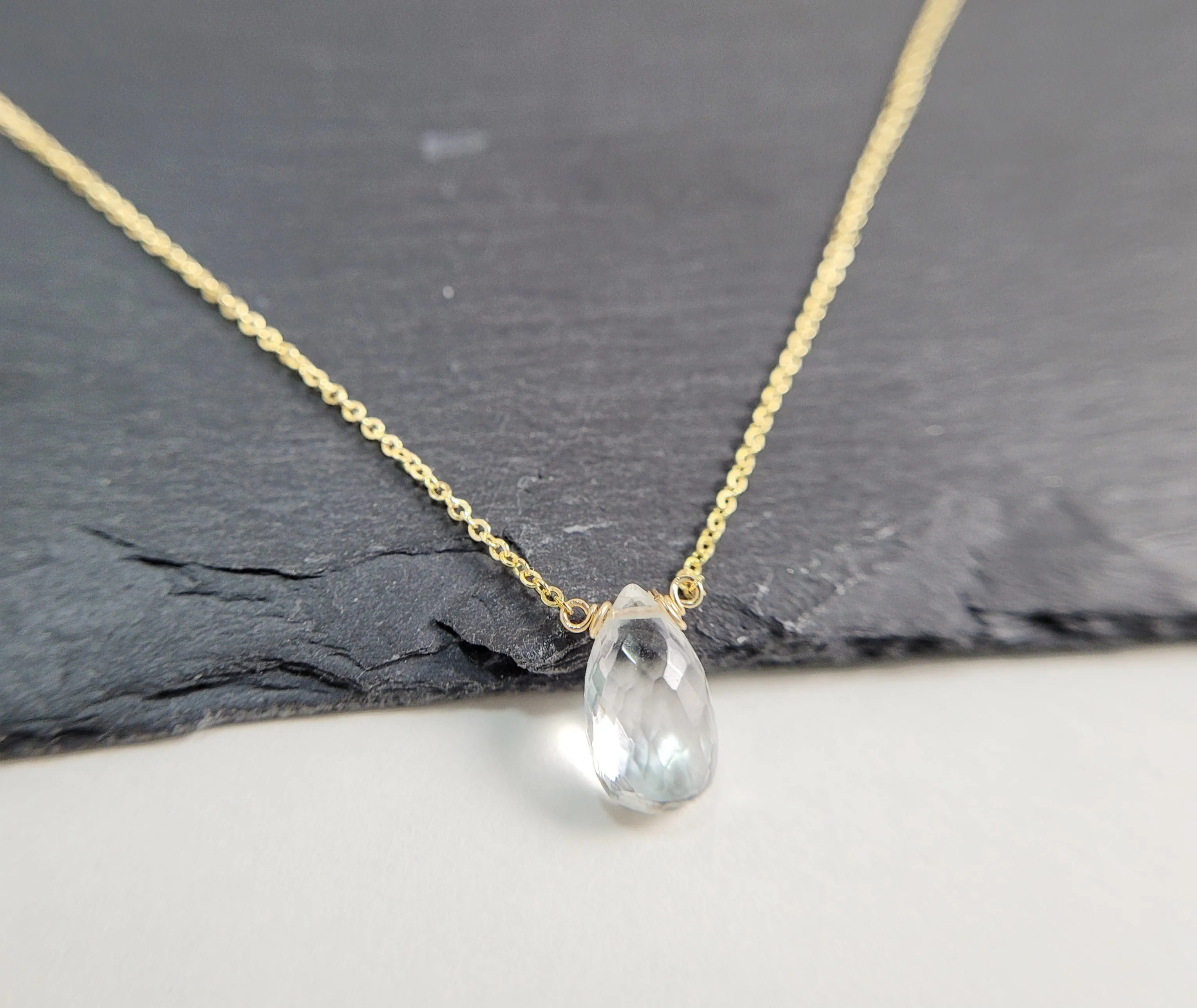 White Topaz Pear Shape Necklace