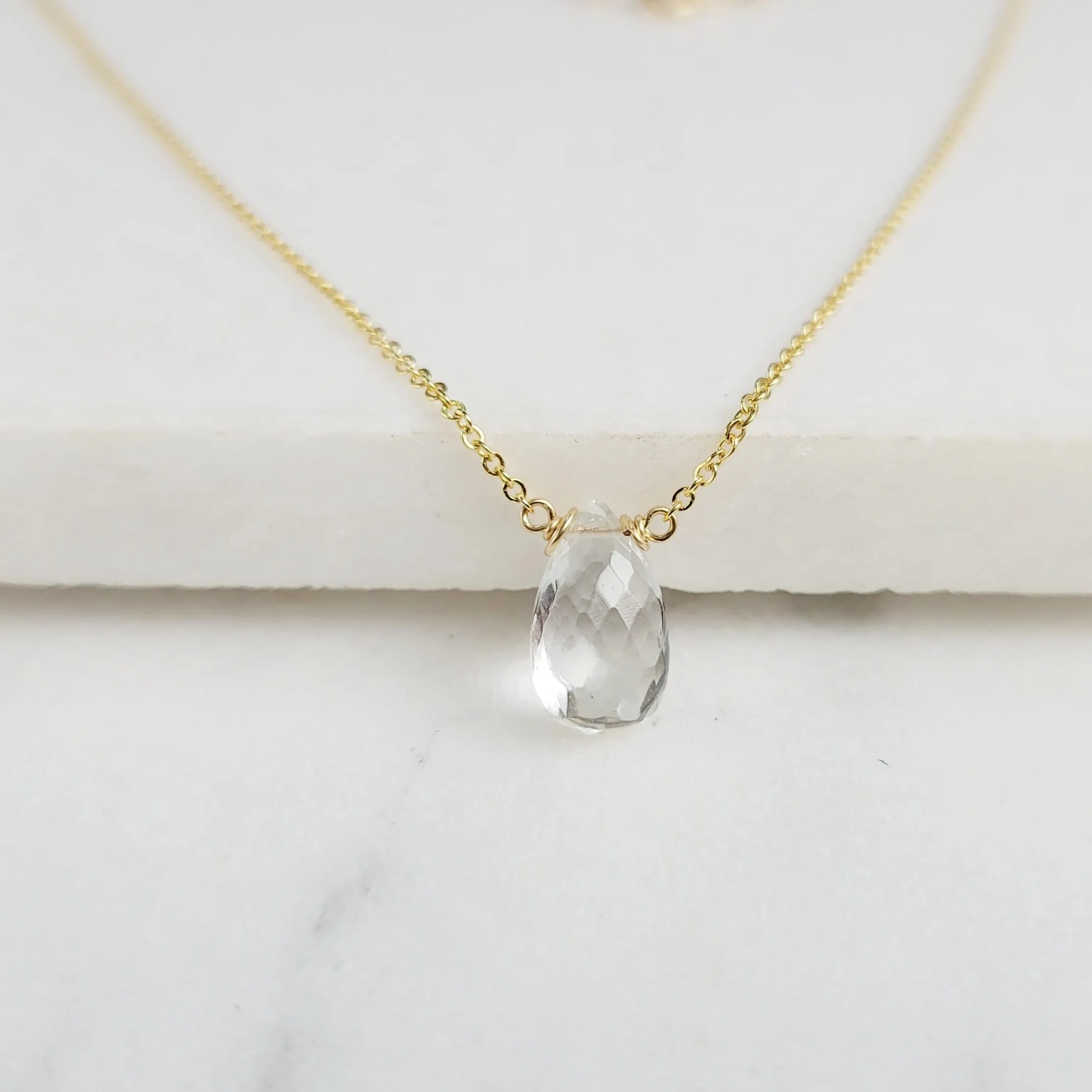White Topaz Pear Shape Necklace