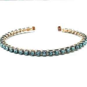 Wire Wrapped Turquoise Crystal Tennis Bracelet Bangle