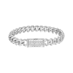 Women's Emerald Cut Prong Cuban Link Bracelet