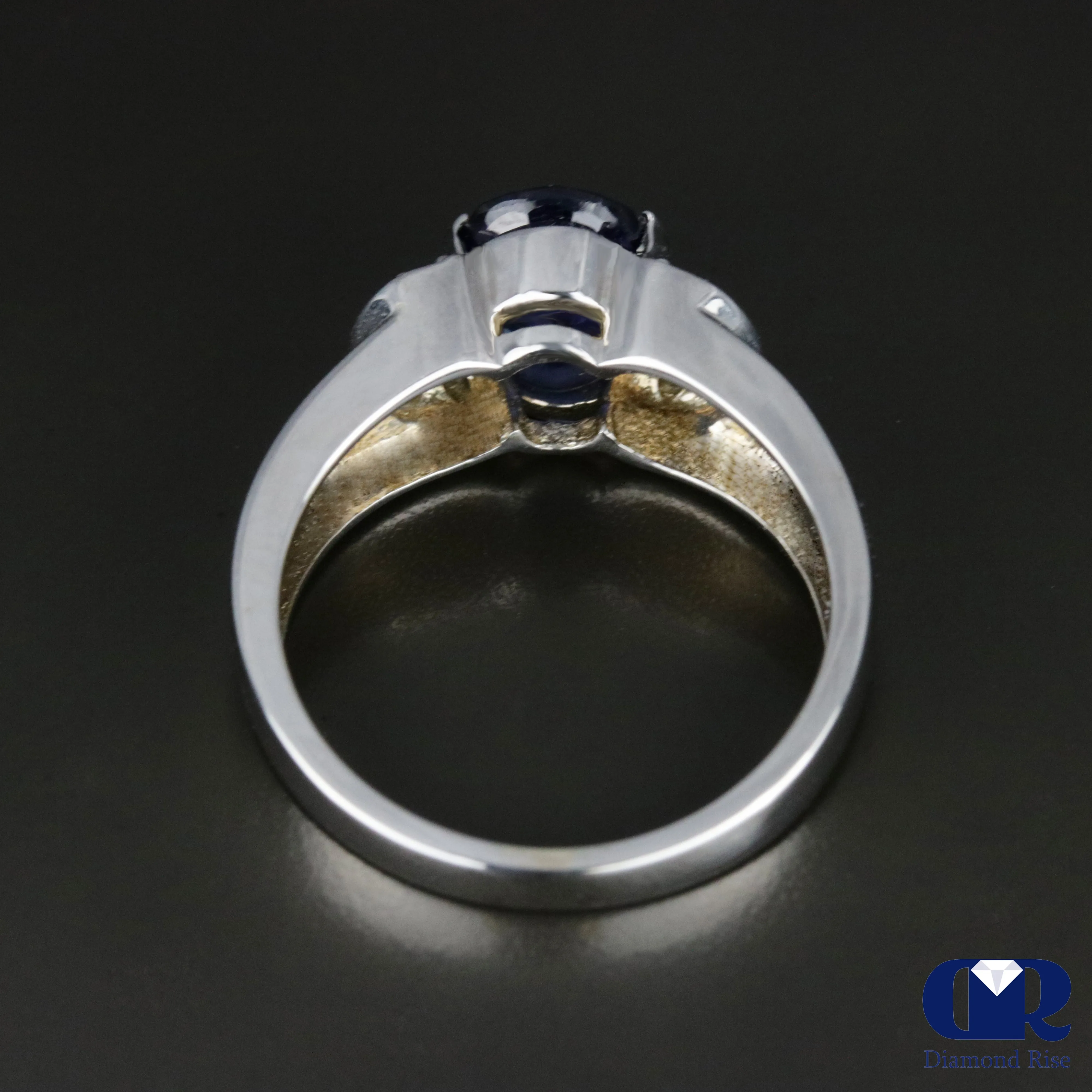 Women's Oval Sapphire & Diamond Cocktail Ring Right Hand Ring In 14K Gold