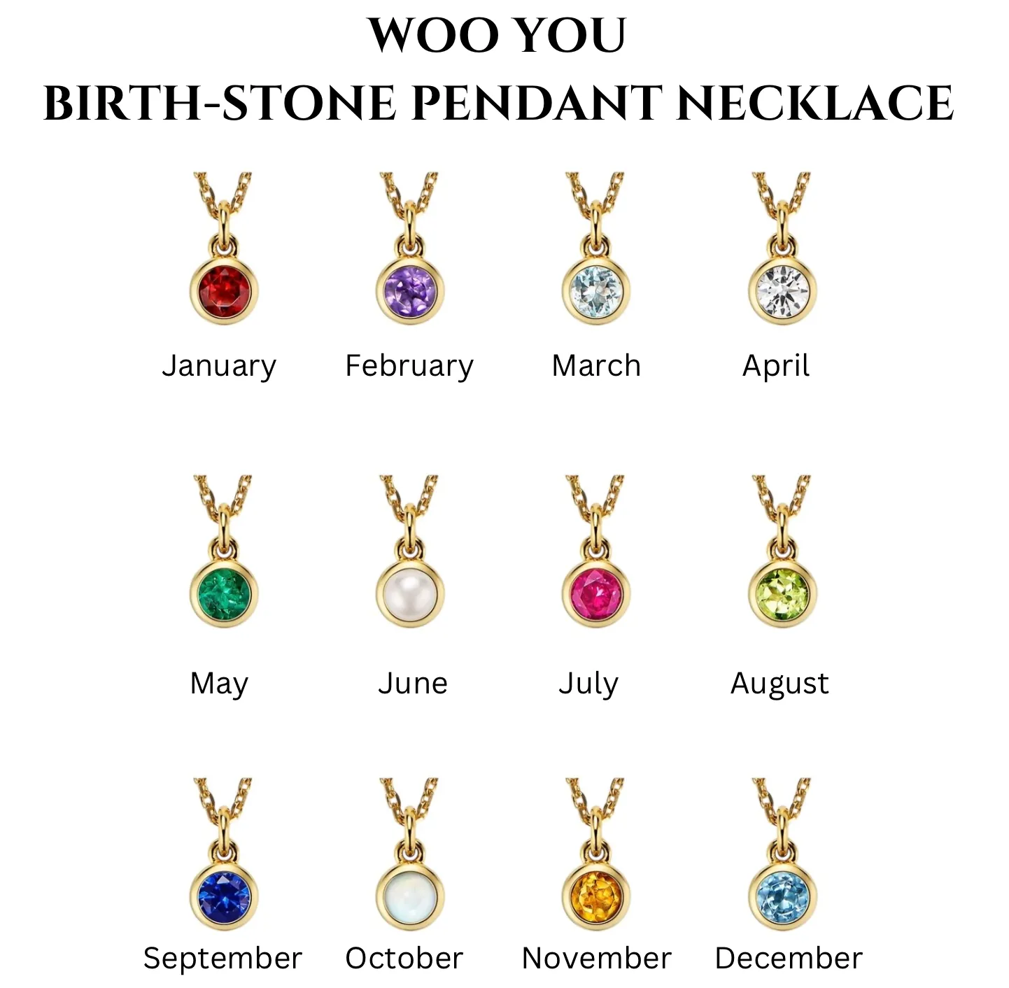 WooYou August Birthstone Pendant Necklace