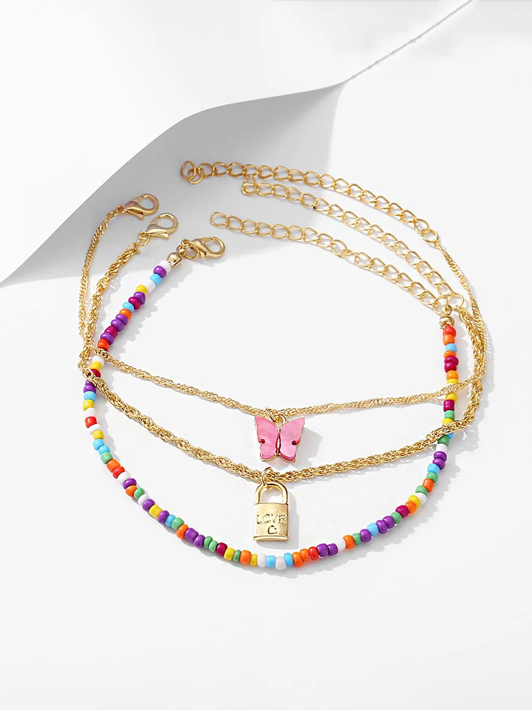Yellow Chimes Anklets for Women and Girls Fashion Golden Anklets for Women | Gold Plated Layered Chain With Butterfly Anklets Payal for Women |Birthday Gift For Girls and Women