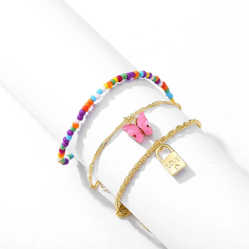 Yellow Chimes Anklets for Women and Girls Fashion Golden Anklets for Women | Gold Plated Layered Chain With Butterfly Anklets Payal for Women |Birthday Gift For Girls and Women